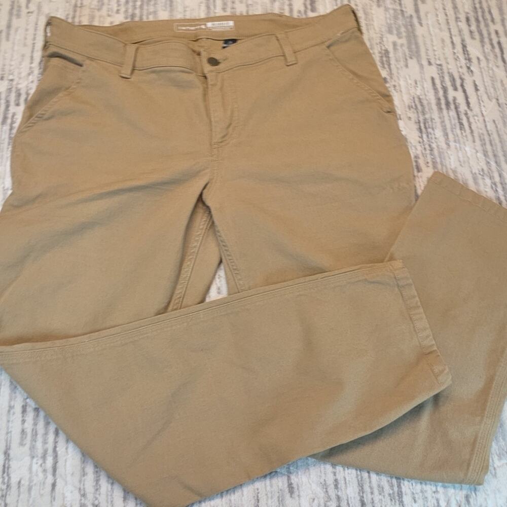 Carhartt Women's Carpenter Pants Tan Original Fit Straight Leg Sz 14 - Picture 6 of 13